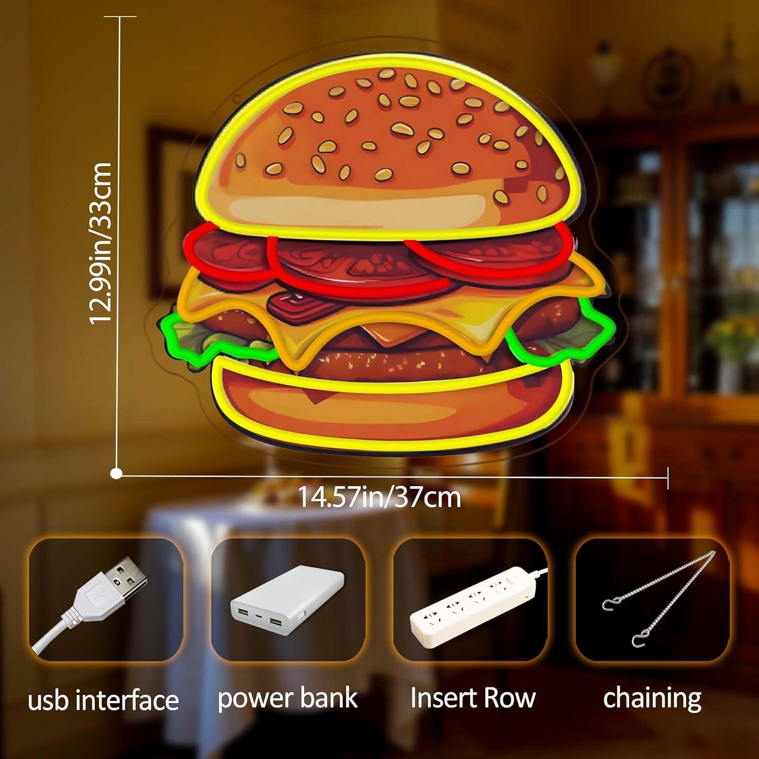 Burger Neon Sign LED Hamburger - đánh giá và giá Lighting Decoration Ideas